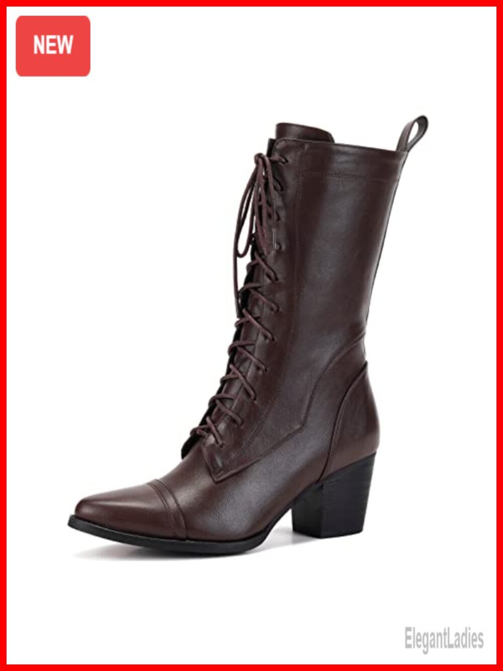 Women's Mid Calf Combat Boots Lace Up PU Leather Side Zipper Faux Fur Lining